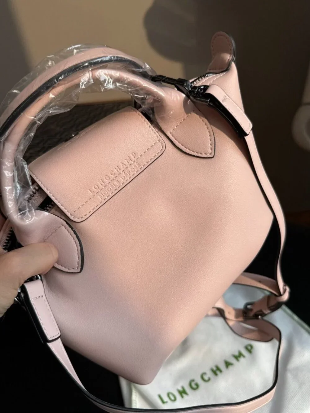Longchamp Le Pliage XS Mini Pink Smooth Full Leather Handbag